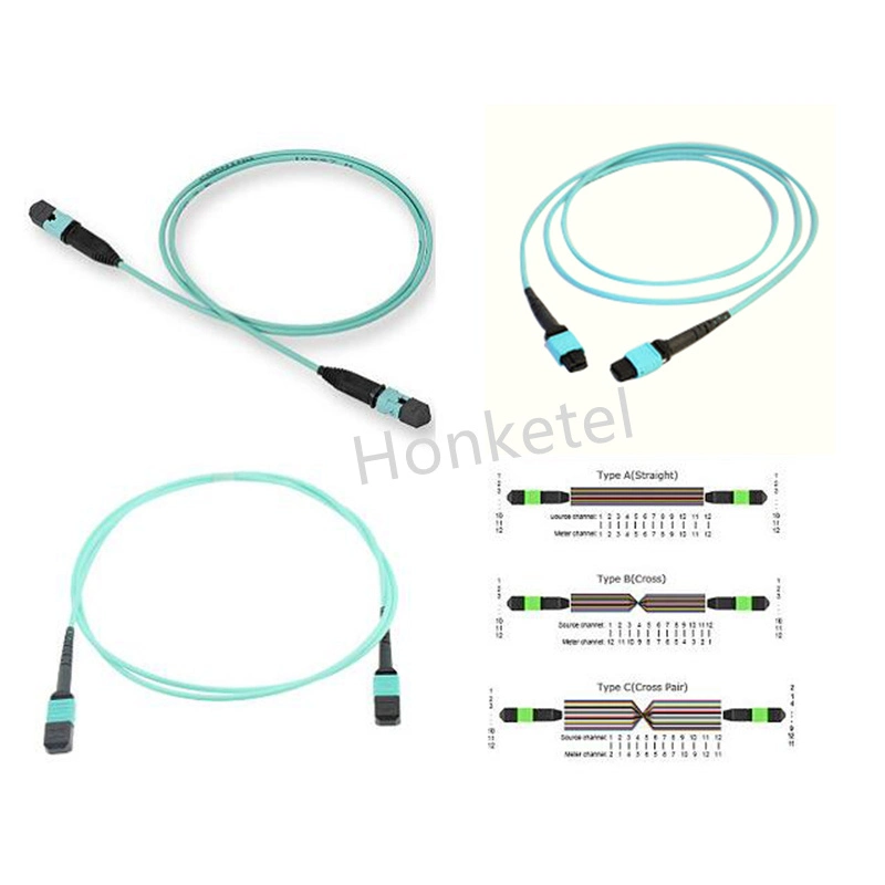 MTP Om4 50/125 Multi-Mode 8/12-Fiber MTP MPO Fiber Optic Patch Cord Fiber Optic Cable