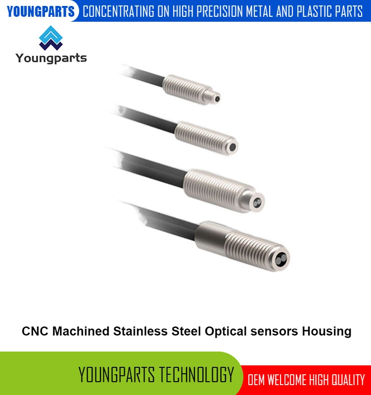 CNC Machined Stainless Steel Fiber Optic Sensors Housing Cable Connectors