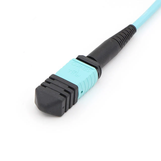 High Speed MPO/MTP Fiber Optic Cable Om3 Aqua12 Cores Fibre Optic Patch Cord for Data Center