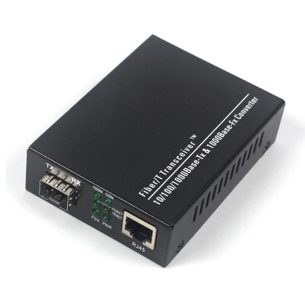 1310/1550 Nm Sm 10m/100m/1000m 10g 20km SFP Port RJ45 Ethernet Fiber Optic Industrial Media Converter