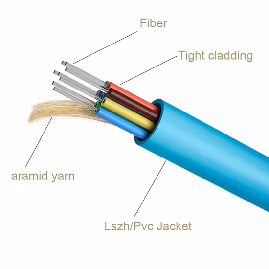 Indoor GJFJV 1/2/4/6/8/10 Core Tight Buffered 2.0mm/3.0mm Sc/LC/St/FC Fiber Optic/Optical Jumper Cable for Patch Cords and Pigtails