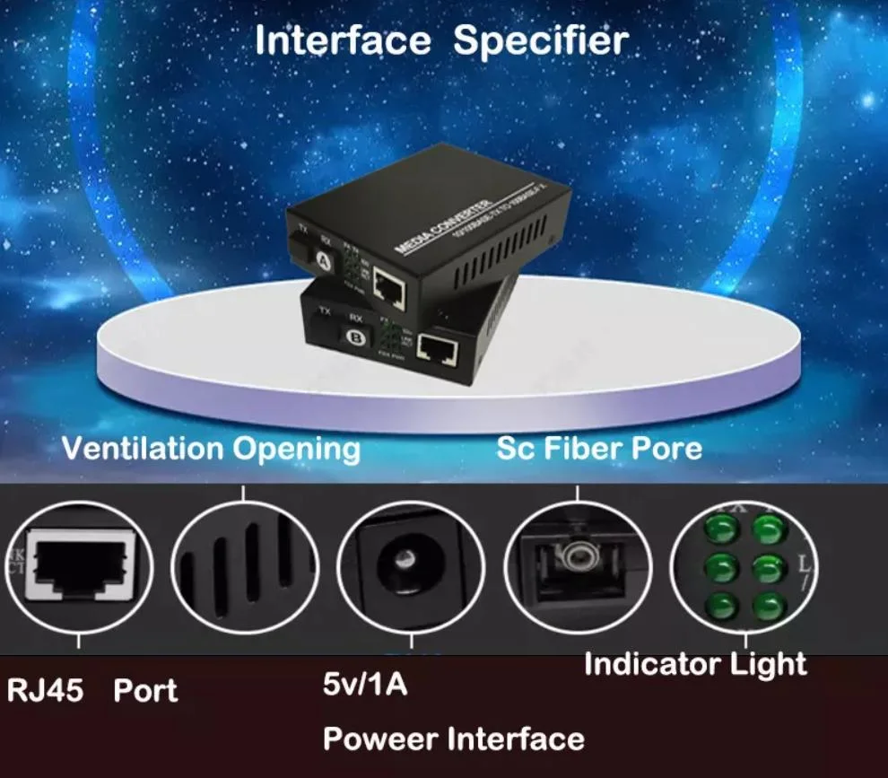 SFP Media Converter 10/100/1000 Base Media Converter Fiber Optic Media Converter 10/100/10/1000