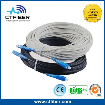 FTTH Sc a Sc Cable de cable de fibra óptica de modo único Cable blanco